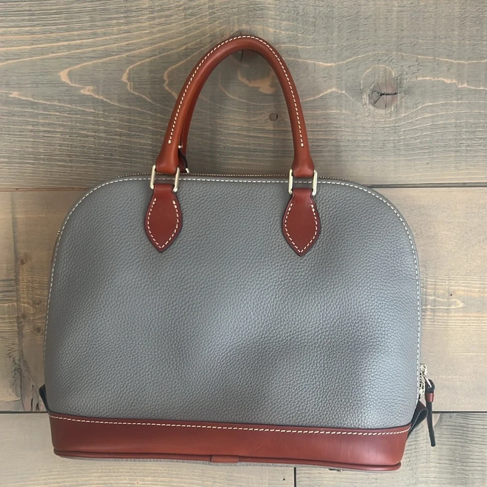 Dooney & Bourke Pebble Grain Zip Zip Gray and Brown Women's Bag satchel purse